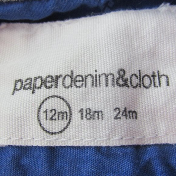 Paper Denim & Cloth Button Front Dress Shirt Boys 12M Blue Long Sleeve Collar - Picture 3 of 5